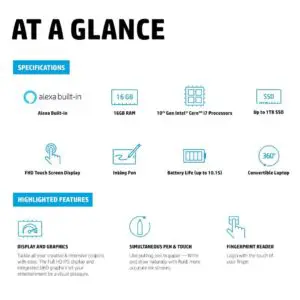 HP Pavilion x360 core i7 10th Gen 14 inch FHD Touchscreen Laptop with Alexa Built-in (16GB/1TB SSD/Windows 10/MS Office 2019/Finger Print Reader/Natural Silver/1.61kg), 14-dw0071tu TechBuy.in